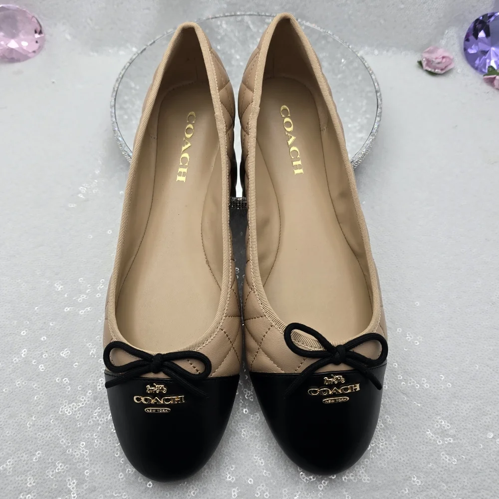 Coach Beige and Black Flats - Picture 1 of 13